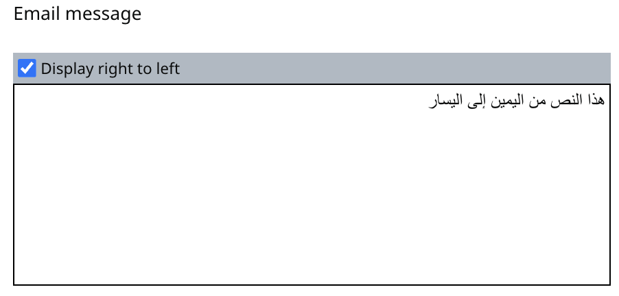 Example showing the checkbox to display right to left.